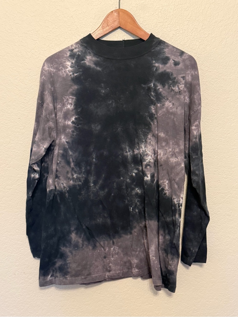 Free People We the Free Gray Black Marble Tie-Dye Long-Sleeve Tunic Top Size XS